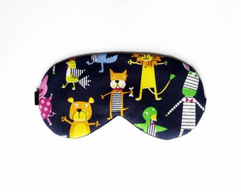 Funny Eye sleep mask - Animal Organic cotton eye pillow - Slumber Pj party favor - Travel mask - children Boy eye mask - Funny sleep mask