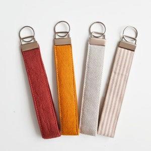 Llaveros de pulsera Cordón de lino y algodón orgánico Porta llaves Accesorios para bolsos Llavero delgado Correa para billetera Llavero de tela