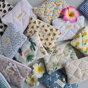 Mini billetera con llavero, monedero acolchado, tarjetero pequeño, monedero con cremallera para pintalabios, varios colores, regalo para ella, orgánico, bonito y femenino.