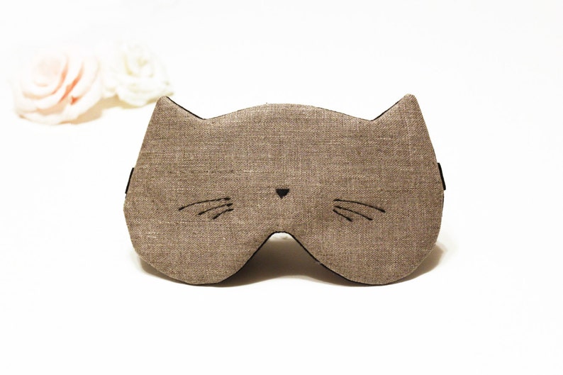 Linen Cat Sleep Mask Organic Cat Night Eye Mask Soft Etsy