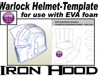 Helmet- Warlock. &#39;Iron Hood&#39; Template for EVA foam helmet .pdf file and .pdo file