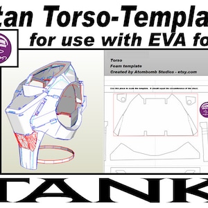 Puede incluir: Una plantilla digital para un torso de Titán, creada por Atombomb Studios, para usar con espuma EVA. La plantilla es para una pieza de disfraz de espuma e incluye un diagrama del torso y una pieza separada para el pecho.