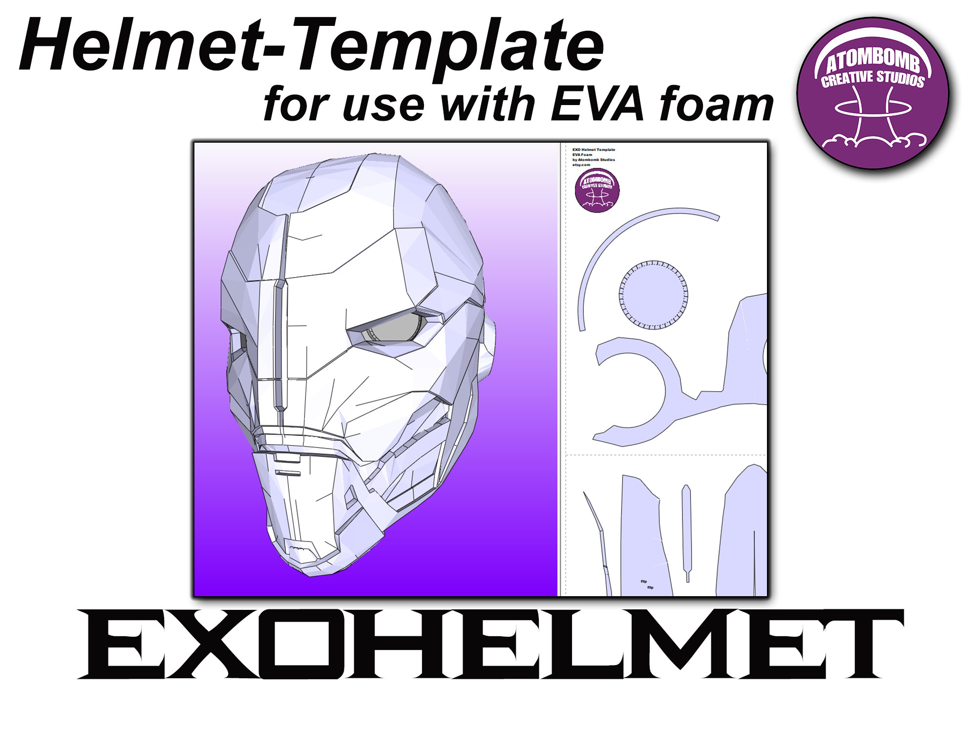 Helmet. 'Exo' Template for EVA foam helmet .pdf file and .pdo file