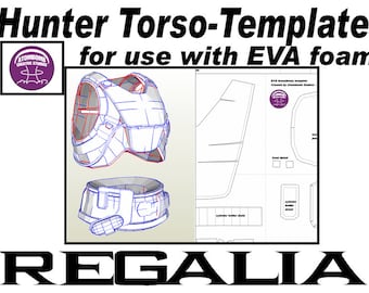Armadura de torso de cazador. Plantilla 'Regalia' para archivo .pdf y archivo .pdo de espuma EVA