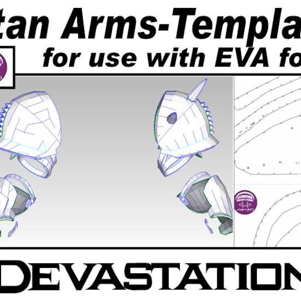 Titan Shoulder and Arm Armour. 'Devastation' Template for EVA foam .pdf file and .pdo file