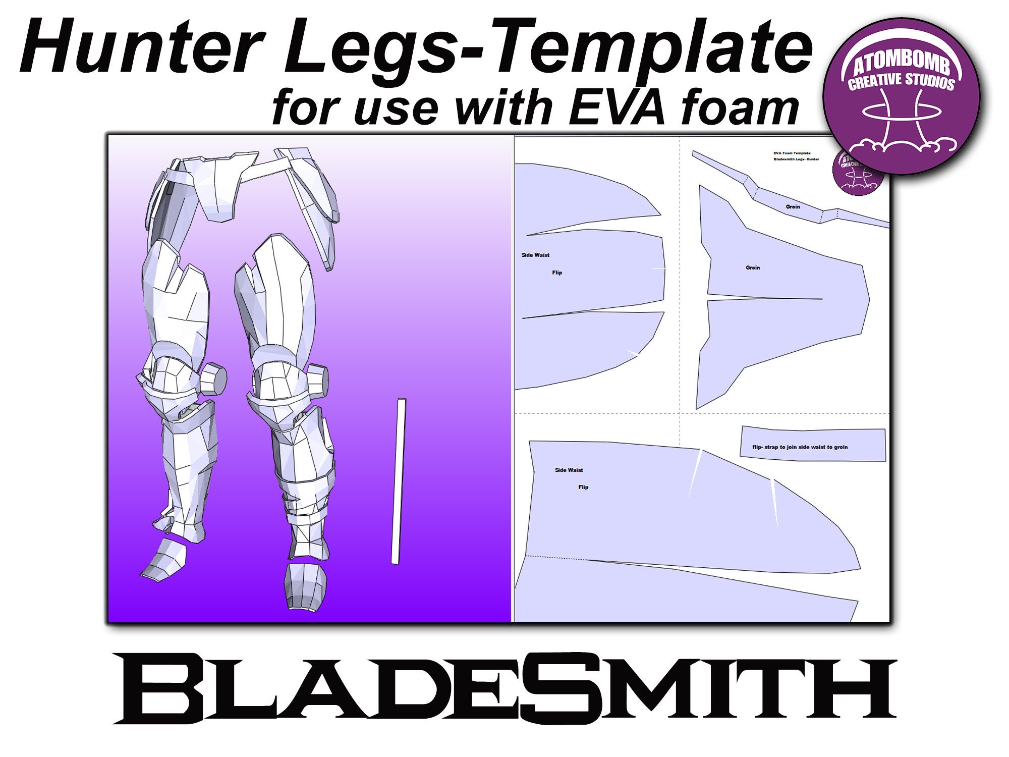 Hunter Leg Armour. 'bladesmith' Template for EVA Foam .pdf File and Hunter Leg Armour. 'bladesmith' Template for EVA Foam .pdf File and