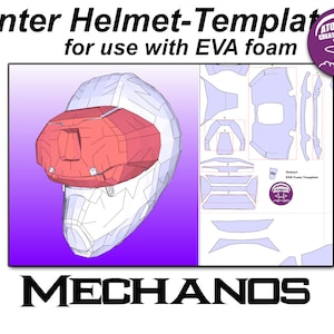 Hunter Helmet. &#39;Mechanos&#39; Template for EVA foam helmet .pdf file and .pdo file