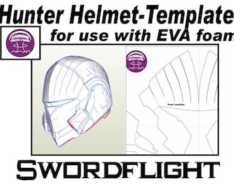 Helmet Hunter. &#39;Swordflight 4.1&#39; Template for EVA foam helmet .pdf file and .pdo file