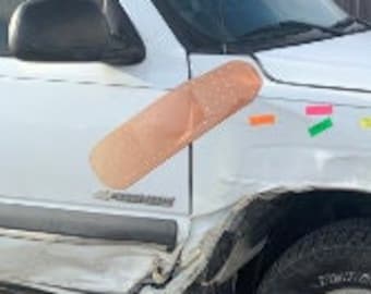 GIANT 24 inch Band Aid Decal - Hilarious Laminated Vinyl Sticker For Your Dented Car or Truck