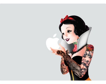Tattoo Snow White Holding Apple (SW004) for Apple MacBook Vinyl Decal Sticker (11, 12, 13, 15, & 17 inch Pro / Air / Retina)