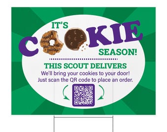 Custom Scout Cookie Yard Sign 24x18 With QR Code