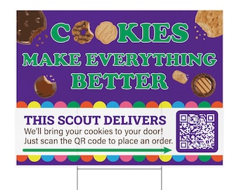Scout Cookie Yard Sign 24x18 With Custom QR Code