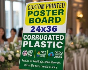 Custom Poster Board Sign, 24x36 inch - Personalized Coroplast Event Signs for Wedding, Baby Shower, Presentations, Bridal Shower