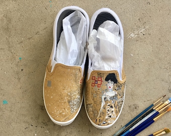Gustav Klimt Custom Hand-Painted Shoes // Vans or Standard Shoes // Portrait of Adele Bloch-Bauer