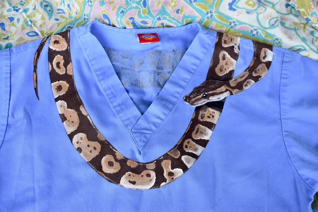 Snake Hand Scrub Custom Hand-painted Scrub Top // Your Choice of Animal// Snake // Rat ...