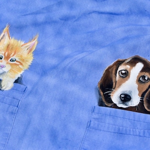Puppy or Kitten Hand-Painted Scrub Top
