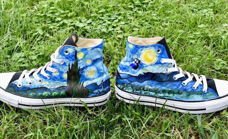 Starry Night Custom Hand-painted Converse High-tops // Chuck - Etsy