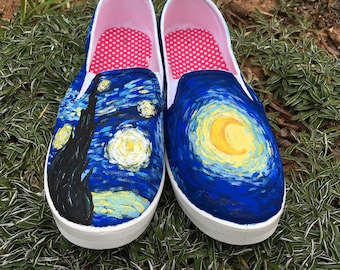 Sterrennacht aangepaste handbeschilderde schoenen / / Vincent Van Gogh
