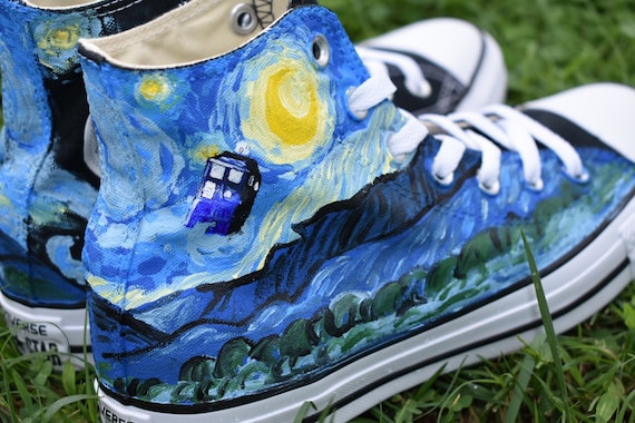 Starry Night Custom Hand-painted Converse High-tops // Chuck 