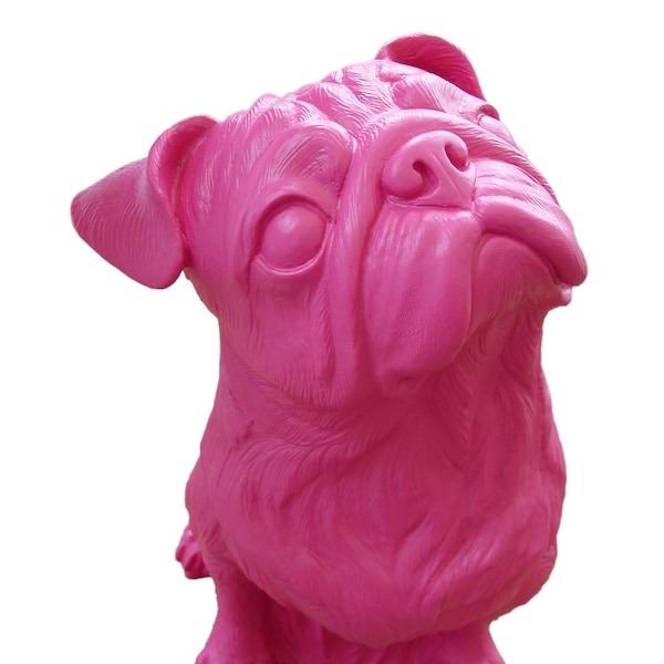 Mops Pug dog, lebensgroße Kunststoff-Standfigur Sculpture by Ottmar Hörl