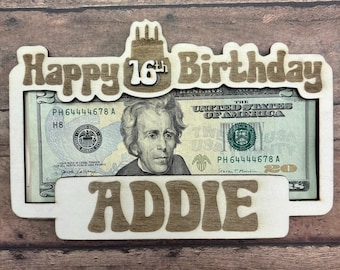 Tarjetero de cumpleaños personalizado: regalo de madera personalizado