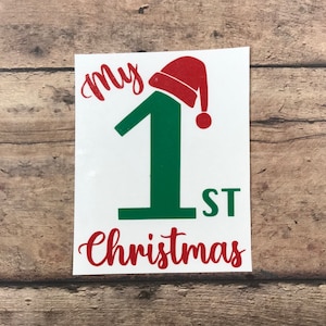 Baby&#39;s First Christmas Decal, Holiday Sticker, Santa Decal, Baby Christmas Gift, Christmas Season, Custom Decal, Vinyl Decal