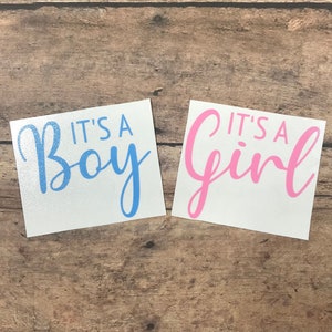 Pegatina de revelación de género, es una calcomanía para niños, es una calcomanía para niñas, decoraciones para baby shower, regalo para baby shower, calcomanías de vinilo