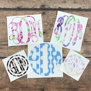 Pattern Monogram Decal, Patterned Vinyl Decal, Vine Monogram, Monogram Sticker, Custom Decal, Car Decal, Laptop Decal