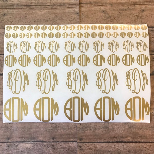 Sheet of Monogram Decals, Set of Monogram Stickers, Lot of Monograms, Vinyl Decals, Initials Stickers, Set of 70 Stickers