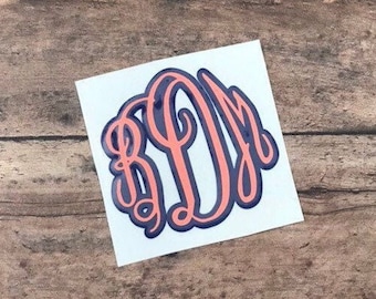 Two-Color Monogram Vinyl Decal: Personalized Sticker