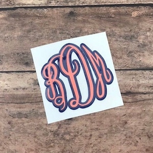 Double Layer Monogram Decal, Two Color Monogram Sticker, Vinyl Decal