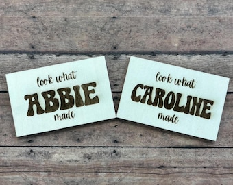 Personalized Kids Artwork Magnet: Engraved Wood Fridge Display