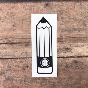 Sticker monogramme crayon, sticker monogramme rentrée des classes, sticker vinyle enseignant