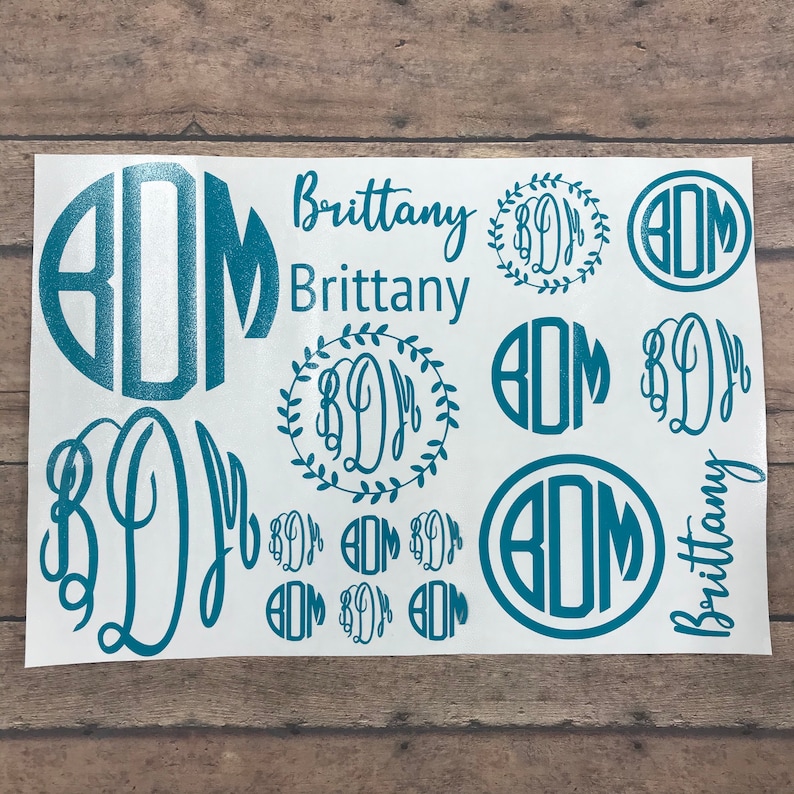 Sheet of Monogram Decals Set of Monogram Stickers Set of Etsy