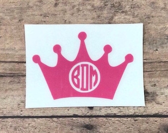 Crown Monogram Vinyl Decal: Princess Cutout Sticker