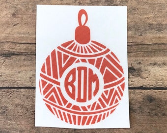 Personalized Christmas Ornament Monogram Decal: Festive Initial Sticker