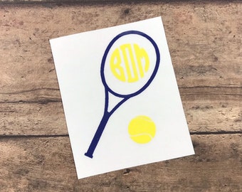 Tennis Monogram Decal: Personalized Sports Sticker