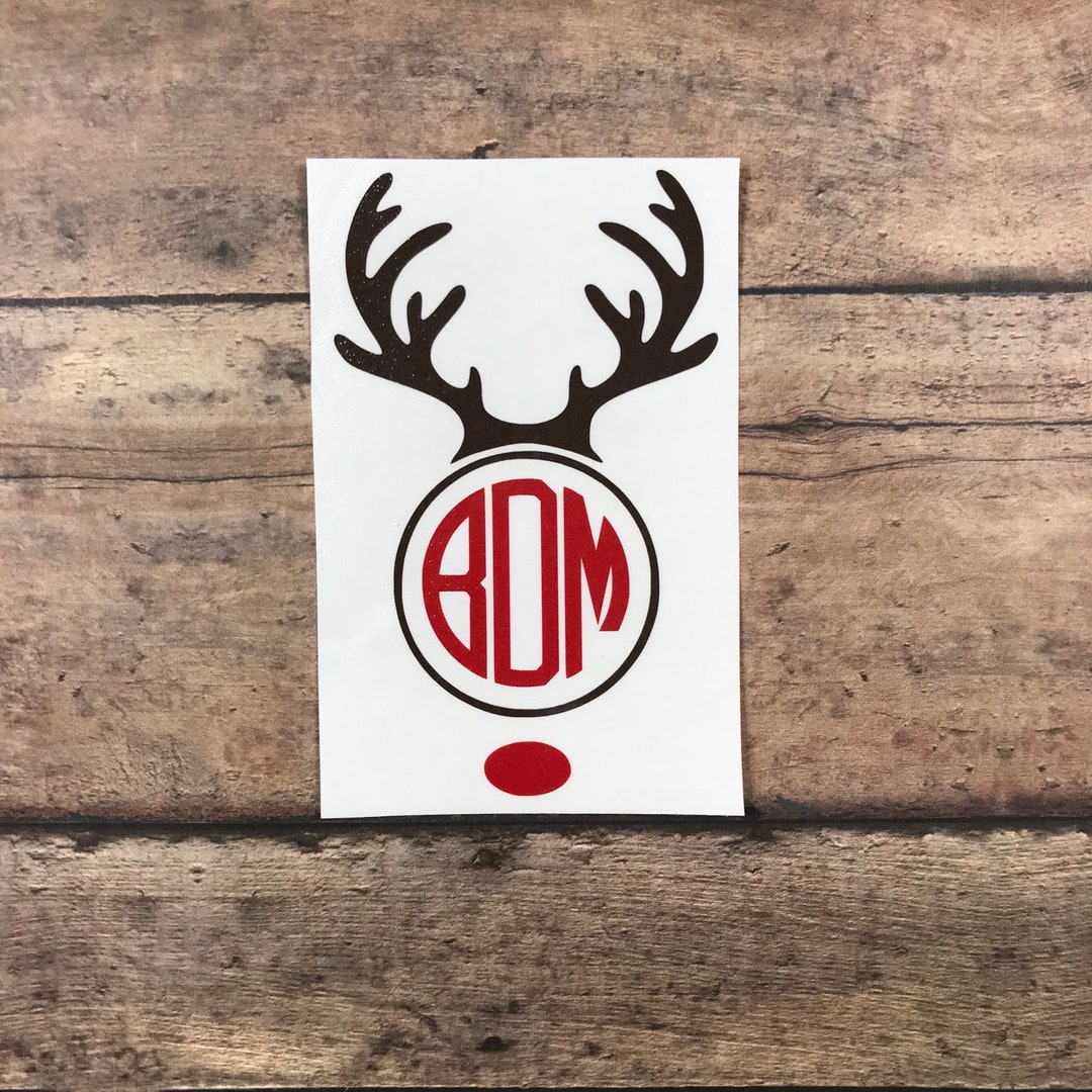Rodolf Window Sticker Rudolf Monogram Decal: Christmas Reindeer Initials Sticker - Etsy