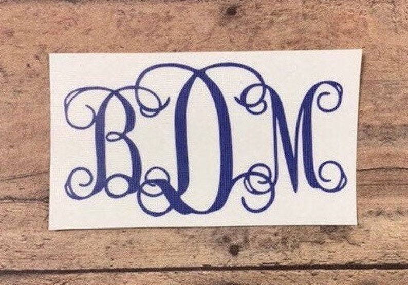 Vine Interlocking Monogram Vinyl Decal: Cursive Sticker - Etsy