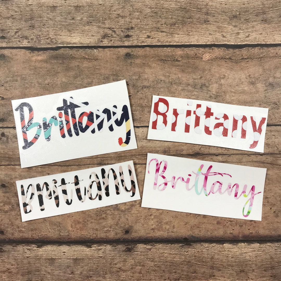 Patterned Name Decal: Custom Vinyl Sticker for Laptop, Car - Etsy