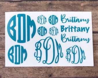 Monogram Vinyl Decal Sheet: Personalized Name Stickers