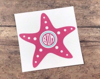 Starfish Monogram Vinyl Decal: Summer Car Sticker