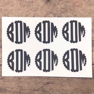 Set of Scalloped Circle Font Monogram Decals, Monogram Sticker Bundle, Small Monogram Decals, Lot of Monograms, Vinyl Decals