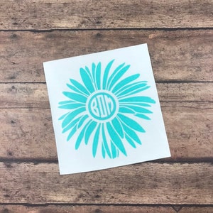 Blumen Monogramm Aufkleber, Gänseblümchen Monogramm Aufkleber, Vinyl Aufkleber, personalisiertes Geschenk, Frühling Monogramm, benutzerdefinierte Aufkleber, Vinyl Aufkleber, Auto Aufkleber