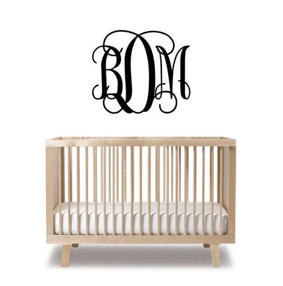Monogram Wall Decal Baby Nursery Wall Name Sticker Nursery Etsy