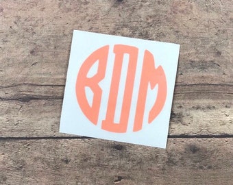 Circle Monogram Vinyl Decal: Personalized Custom Sticker