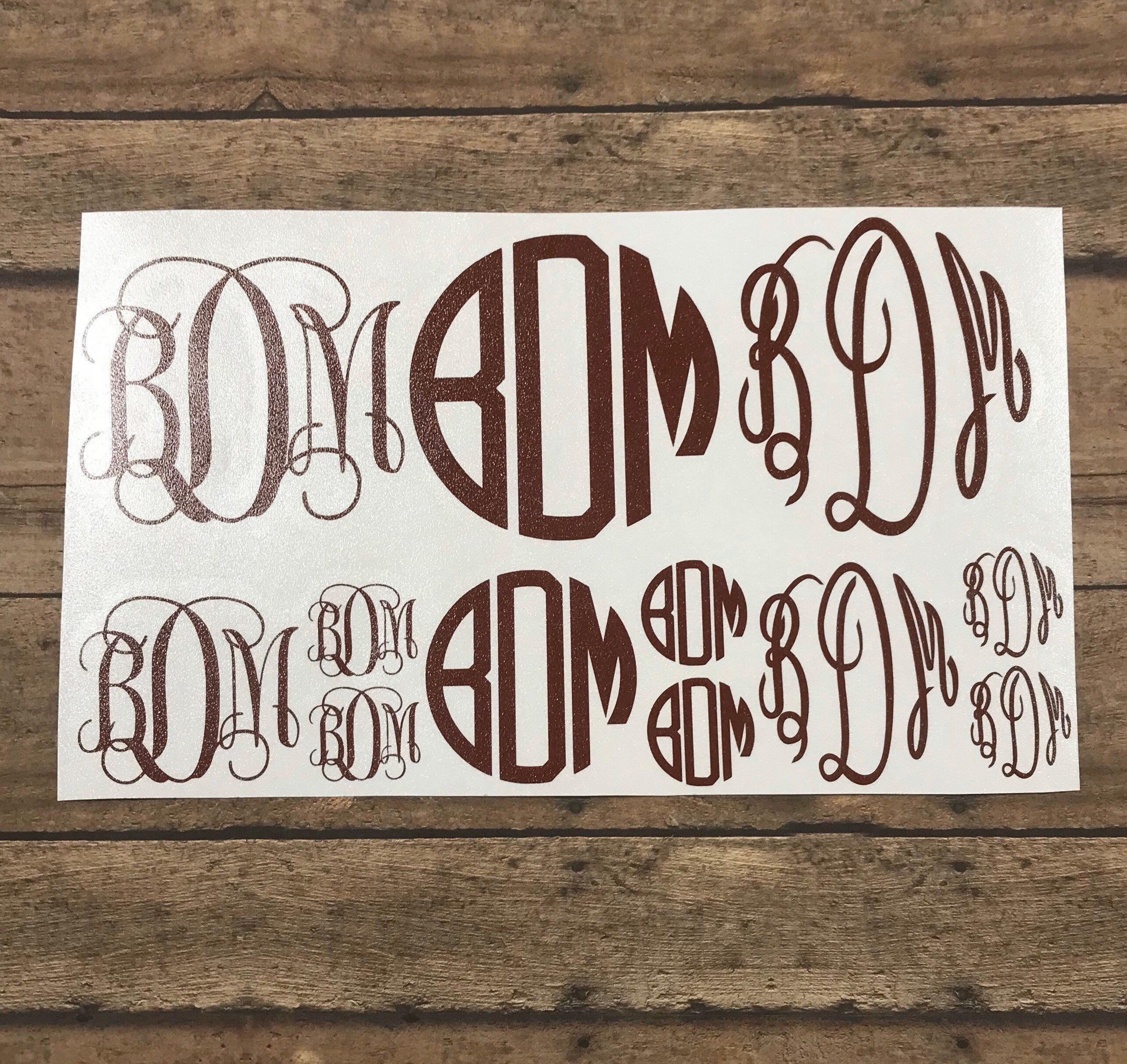 Sheet of Monogram Decals Set of Monograms Stickers Vine Etsy