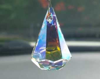Swarovski Crystal Suncatcher: Raindrop Car Charm, Window Decoration