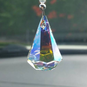 Crystal raindrop, swarovski suncatcher,  crystal car charm, rear view mirror,  window decoration,  hanging crystal,  suncatcher for car