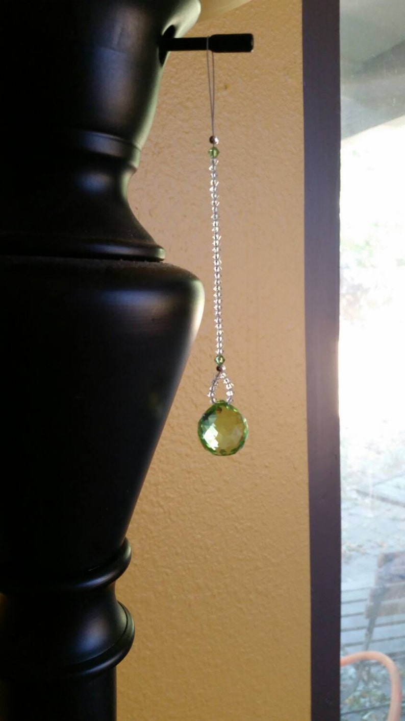 chakra green suncatcher green crystal car charm car decoration Crystal suncatcher crystal car charm rear view mirror peridot gift
